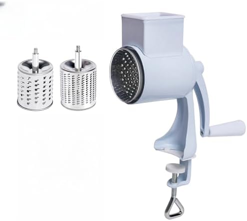 Manual Joystick Grinder, Hand-Operated Grain Mill for Dry and Oily Grains, Wheat, Corn, Coffee, Spices, Peanut Butter Maker, Stainless Steel Burr (White double blade) by Unknown