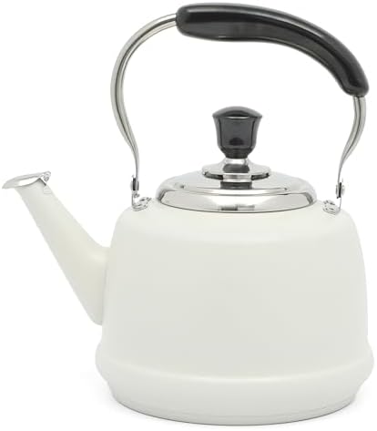 Martha Stewart Kingstree Large 2 Qt Heavy Gauge Stainless Steel Tea Kettle - Linen White Exterior by MarthaStewart