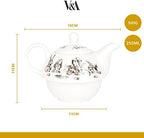 V&A Alice in Wonderland Teapot and Cup Set For 1 in Gift Box, Fine China Tea Set, White, 250 ml - Image 3
