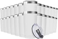 25 Pack 20oz Tumbler Vacuum Insulated Travel Mug with Lids, Stainless Steel Double Wall Bulk Cup for Home, Office, Outdoor Suitable for Vehicle Cup Holders White by Deitybless