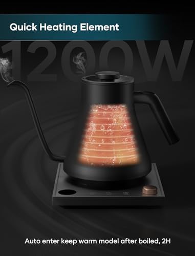 INTASTING Electric Kettles, Gooseneck Electric Kettle, ±1℉ Temperature Control, Stainless Steel Inner, Quick Heating, for Pour Over Coffee, Brew Tea, Boil Hot Water, 0.9L (Artisan) - Image 2