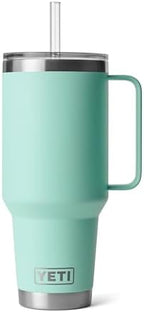 YETI Rambler 42 oz Tumbler with Handle and Straw Lid, Travel Mug Water Tumbler, Vacuum Insulated Cup with Handle, Stainless Steel, Seafoam by YETI