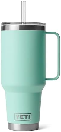 YETI Rambler 42 oz Tumbler with Handle and Straw Lid, Travel Mug Water Tumbler, Vacuum Insulated Cup with Handle, Stainless Steel, Seafoam by YETI