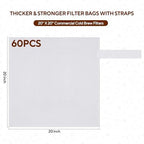 60PCS Commercial Cold Brew Coffee Bags with Drawstring, 20" X 20" Disposable Coffee Filters for 5 Gallon Buckets and Commercial Model Cold Brew Coffee Makers - Image 2