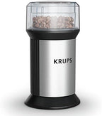KRUPS Electric Blade Coffee Grinder 1.6 Oz, Adjustable Coarse to Fine for the Perfect Espresso, Grind Coffee Beans, Spices & Herbs, Removable Dishwasher Safe Bowl, Stainless Steel by KRUPS