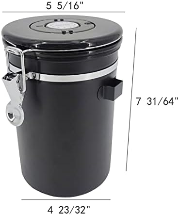 FixtureDisplays® Airtight Sealed Coffee Bean Storage Canister with Expiration Date Dial - Co2 Valve Vacuum Sealed Coffee Container with Scoop for Beans Grounds 15436-2D - Image 5