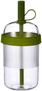 Reusable High-Clarity Copolyester Tumbler with Straw and Cap, 18oz Portable Coffee Mug with Ribbed Grip, Travel Cup for Office and Car - 540ml Multiple Colors (Matcha Green) by Unknown