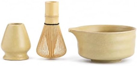 Japanese Matcha Tea Set, Ceramic Bowl, Bamboo Whisk and Whisk Holder by Unknown