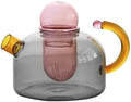 Glass Teapot Stovetop 13 OZ/400ml, Tea Pot with Removable Infuser, Colorful Clear Tea Kettle, Teapot Blooming and Loose Leaf Tea Maker Tea Brewer for Camping, Travel (Tea Pot-Gray) by LUKYRA