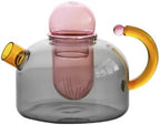 Glass Teapot Stovetop 13 OZ/400ml, Tea Pot with Removable Infuser, Colorful Clear Tea Kettle, Teapot Blooming and Loose Leaf Tea Maker Tea Brewer for Camping, Travel (Tea Pot-Gray) by LUKYRA
