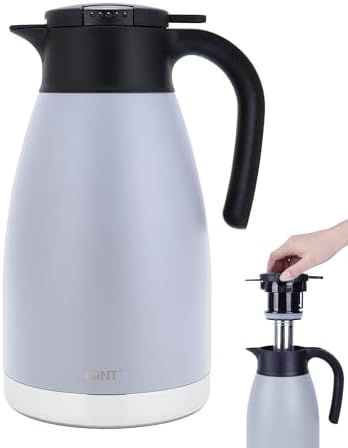 GiNT 74oz Large Thermal Coffee Carafe with Infuser–Insulated Tea Carafe, Removable Filter, Dishwasher-Safe|2.2L 10+ Cups,Wide Mouth,Dual Seal|Stainless Steel Beverage Server for Office&Events by WelcometoGiNT