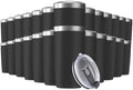 25 Pack 20oz Tumbler Vacuum Insulated Travel Mug with Lids, Stainless Steel Double Wall Bulk Cup for Home, Office, Outdoor Suitable for Vehicle Cup Holders Black by Deitybless