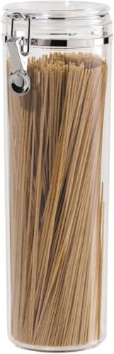 Oggi Tall Clear Canister with Clamp Lid, 58 oz - Large Airtight Food Storage Container, Ideal for Kitchen & Pantry Storage of Bulk, Dry Foods Including Pasta & Spaghetti,(Pack of 12) by OGGI