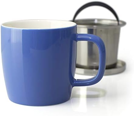 FORLIFE Dew Glossy Finish Brew-In-Mug with Basket Infuser &"Mirror" Stainless Lid 11 oz. (Blue) - Image 2