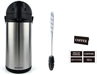 Heritage66 3L Airpot Coffee Dispenser, Stainless Steel Triple-Wall Vacuum Insulated Pump Pot, Thermal Coffee Server Keeps Drinks Hot 12 Hrs/Cold 24 Hrs, Ideal for Home, Office, Parties - Image 2
