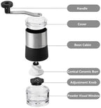Manual Coffee Bean Grinder with Hand Crank Portable Stainless Steel Coffee Bean Grinder Visual Coffee Machine for Camping Travel - Image 3