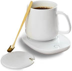Warm & Cozy Mug Warmer Set - 14 oz White Ceramic Coffee Cup with Lid and Electric Mug Warmer - Image 5