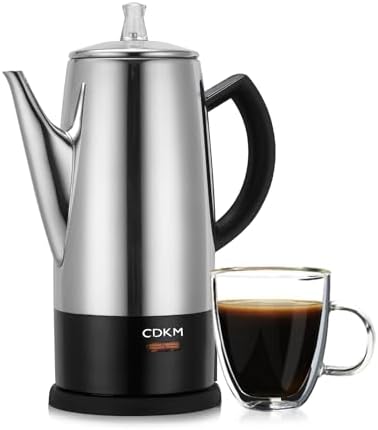 Electric Percolator 12-Cup coffee pot keep warm function by CDKM