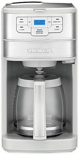 Cuisinart Automatic Grind & Brew 12-Cup Coffee Maker with Blade Grinder, Programmable Coffee Machine Glass Carafe with 1-4 Cup Setting, Brew Pause, Grind-Off Option, DGB-400, Stainless Steel by Cuisinart