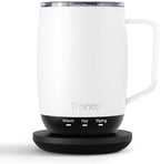 Tronco Temperature Control Heated Coffee Mug 14 oz – Rechargeable Self-Heating Coffee Cup with Lid – Manual Control, 3 Modes, 130 Min Battery Life, Auto Shut-Off (White) by Tronco