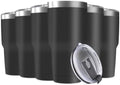 30oz Stainless Steel Travel Mug with Lid, 6 Pack Double Wall Vacuum Insulated Bulk Tumbler, Powder Coated Coffee Cup Suitable for Vehicle Cup Holders(Black) by Deitybless