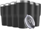 30oz Stainless Steel Travel Mug with Lid, 6 Pack Double Wall Vacuum Insulated Bulk Tumbler, Powder Coated Coffee Cup Suitable for Vehicle Cup Holders(Black) by Deitybless