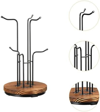 Coffee Mug Holder Mug Stand Tree Rotated Hooks Cup Holder Wooden Anti Slip Easy Assembly Organizer Suitable for Housewarming Coffee Bar, 6 Hooks - Image 4