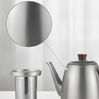 Stainless Steel Teapot Gooseneck Coffee Pot Pour Over Kettle Water Boiler With Wood Knob And Ergonomic Handle Suitable, style to 2, 1600ml Without Tea Infuser - Image 3