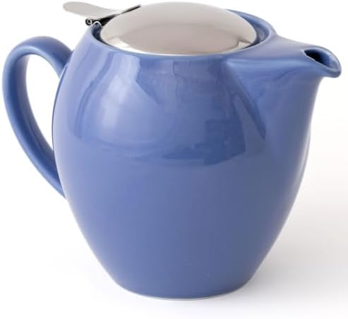 ZERO JAPAN Blueberry Ceramic Teapot, Blue with Violet Undertone, Japanese Teapot with Stainless Steel Lid and Removable Infuser, Made in Mino Japan, 19.6 oz by ZEROJAPAN