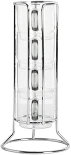 Gibson Soho Lounge Stackable Glass Espresso Cups with Rack, 4-Piece Set, 3.8oz – Durable Glass Coffee Cups - Image 2