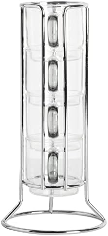 Gibson Soho Lounge Stackable Glass Espresso Cups with Rack, 4-Piece Set, 3.8oz – Durable Glass Coffee Cups - Image 2