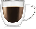 Double Wall Glass Coffee Cup, Insulated Tea, Café, Milk Mug (2-piece pack) (150ml, Doppio) by ACEVER--LivewithSmile