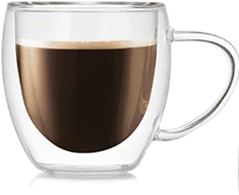 Double Wall Glass Coffee Cup, Insulated Tea, Café, Milk Mug (2-piece pack) (150ml, Doppio) - Image 5