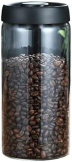 Sealed Glass Coffee Storage Canister Press Vacuum Seal Container for Bean Seasonings Dry Food User Friendly Glass Organizers by EINCORN