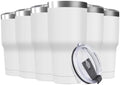 30oz Stainless Steel Travel Mug with Lid, 6 Pack Double Wall Vacuum Insulated Bulk Tumbler, Powder Coated Coffee Cup Suitable for Vehicle Cup Holders(White) by Deitybless