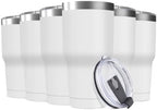 30oz Stainless Steel Travel Mug with Lid, 6 Pack Double Wall Vacuum Insulated Bulk Tumbler, Powder Coated Coffee Cup Suitable for Vehicle Cup Holders(White) by Deitybless
