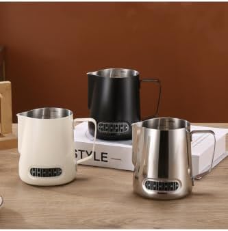 Stainless Steel Milk Frothing Pitcher 17 fl oz, Graduated Measurement Markings, Coffee Latte Art Steaming Jug, Polished Finish, Durable Kitchen Tool for Baristas and Home Use - Silver - Image 3