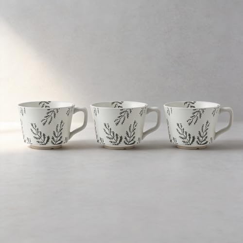 4 Pack Speckled Ceramic Coffee Mugs, 12oz Vintage Green Fern Leaf Large Tea Cups, Rustic Handmade Style Drinking Mugs for Coffee Tea Cocoa Milk, Dishwasher Microwave Safe, Housewarming Gift Set - Image 7
