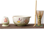 Premium Japanese Matcha Ceremony Set – Handmade Mino Ware Matcha Bowl & Bamboo Whisk Kit, Traditional Tea Set for Matcha Lovers, Made in Japan (Butterfly Flower) by Unknown