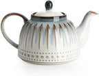 Sweese Ceramic Teapot, Beaded Retro Flower Glaze, 1100ml/37 oz Large Tea Pot for Loose Tea or Bags, Enough for 4 Cups, Nebula Blue by Sweese