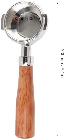 58mm Bottomless Portafilter, Stainless Steel Naked Portafilter with Detachable Design for Commercial Machines 58mm (E Circle Rosewood) - Image 5