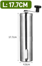 Manual Coffee Bean Grinder Stainless Steel Hand Coffee Ceramic Burr French Press(L 18cm) - Image 2