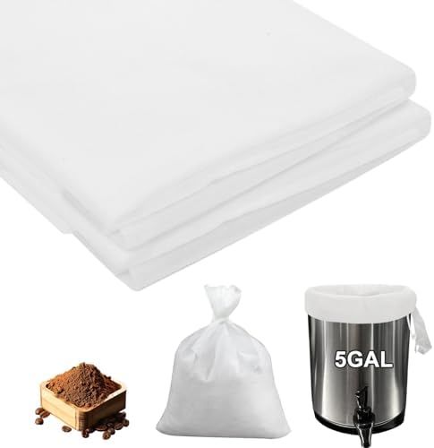 100 Pack Cold Brew Coffee Filter Bags, 20 x 20 Inch Disposable Drawstring Coffee Filters for Large Batch Brewing, Fine Mesh Cold Brew Bags for 5 Gallon Buckets, Coffee Shops, Cafés & Home Brewing by Unknown