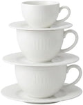 Elegant Ribbed Ceramic Cup and Saucer Set, White, 3 Sizes by HZXXZH%E5%93%81%E7%89%8C%E6%97%97%E8%88%B0%E5%BA%97