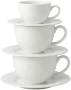 Elegant Ribbed Ceramic Cup and Saucer Set, White, 3 Sizes by HZXXZH%E5%93%81%E7%89%8C%E6%97%97%E8%88%B0%E5%BA%97