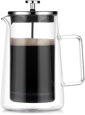 French Press Coffee & Tea Maker With Scale 3 Filter Stainless Steel Filter Plunger System & Durable Borosilicate Heat Resistant Glass For Hot & Cold Brew(1000ml) by GIZNXBA