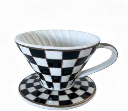 Checkerboard Pour Over Coffee Dripper, Vintage V60 Style Slow Drip Brewer - Image 7