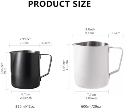 Milk Frother Cup 12oz/20oz Milk Frothing Pitcher Stainless Steel Milk Steaming Pitcher,Espresso Pitcher for Coffee Latte Art,Premium Barista Tools (Color : Green, Size : 600ml/20oz) - Image 7
