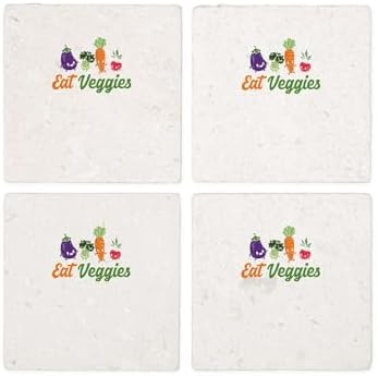 CafePress Eat Veggies Vegetarian Veganism Veget Tumbled Stone - Set of 4 Coasters Set of 4 by CafePress