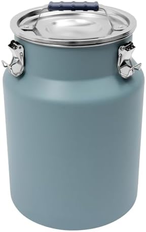 12L/3.17Gal Stainless Steel Airtight Canister Blue Round Food Storage Canisters with Airtight Lid&Locking Clamp Rice Cereal Grain Canisters Container Bucket for Rice Milk Jug Coffee Bean Storage by DUTTIETY